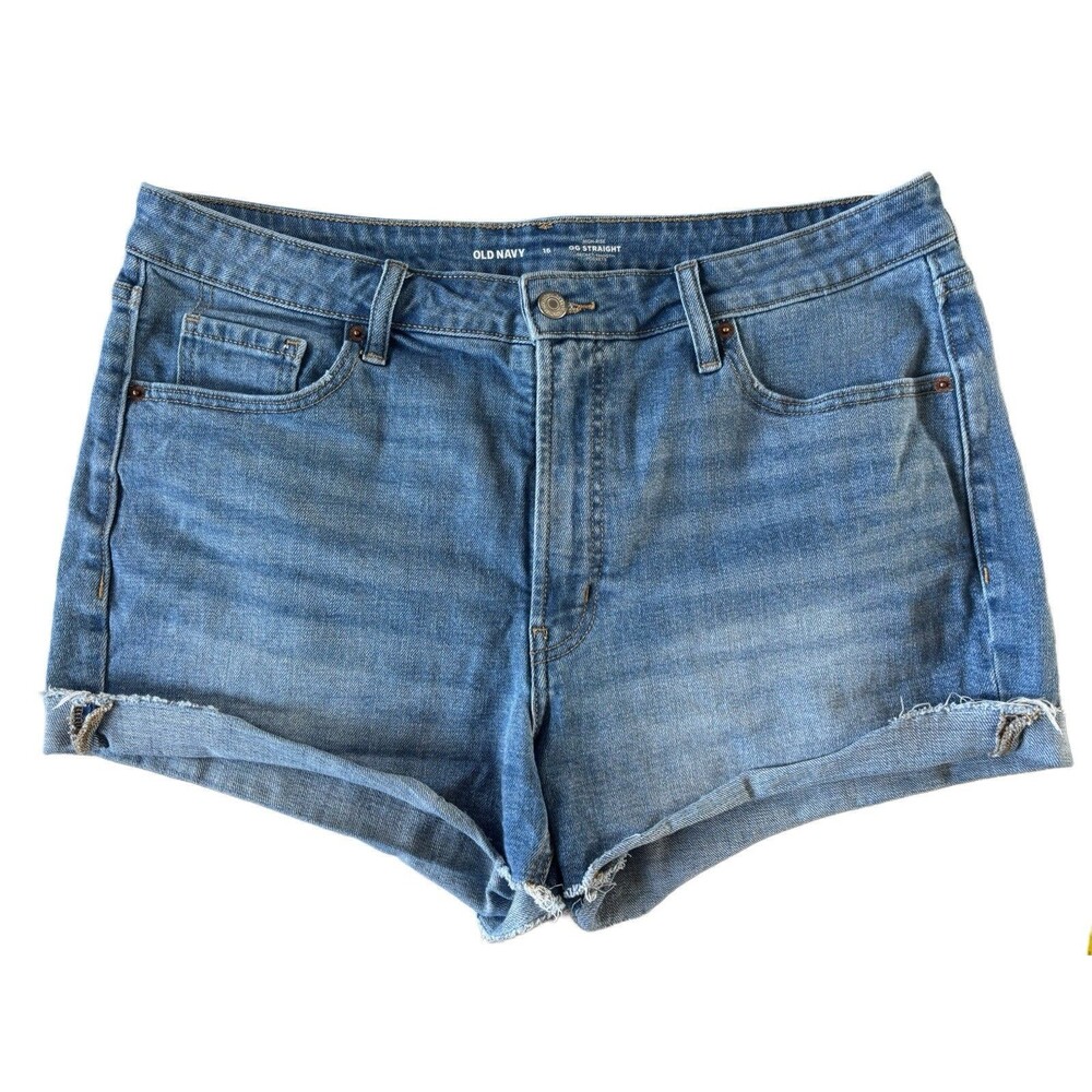 Old Navy Women's Jean Shorts O.G. Straight High Rise Roll Cuff Cut Off Size 16